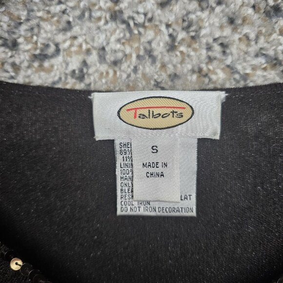 Talbots Top Womens Small Brown Sequined Knit V-Neck Long Sleeve Casual Ladies - Picture 6 of 7